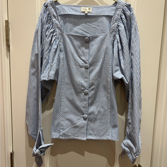 Millie Tops - Blue and White Striped Blouse